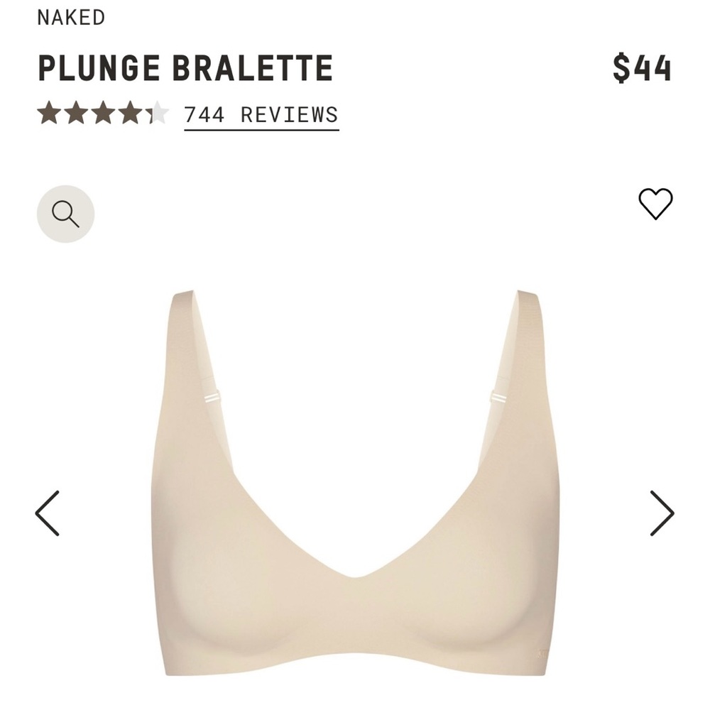 SKIMS Naked Plunge Bralette in Sand (Size XS).
